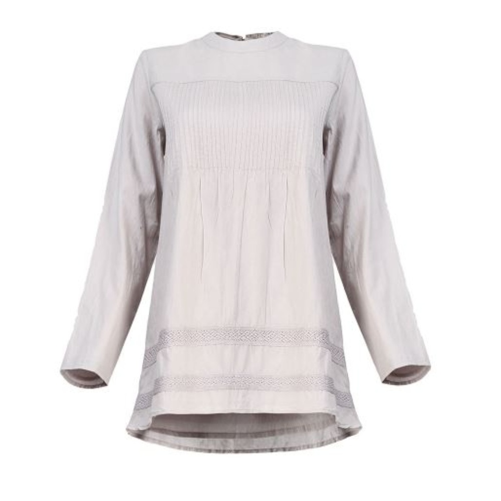Poplook Pintuck Flare Blouse, Light Grey